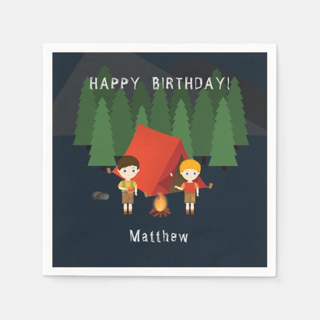 Camping Birthday Party Napkin (Front)