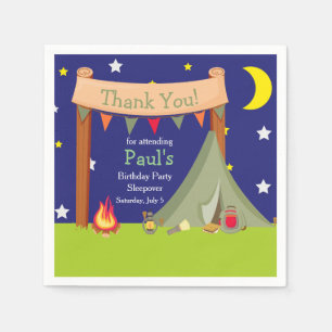 Camping Birthday Party Sleepover Khaki Green Napkin