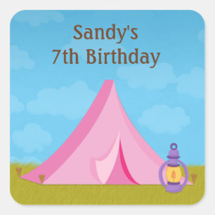 Camping Birthday Party Sticker