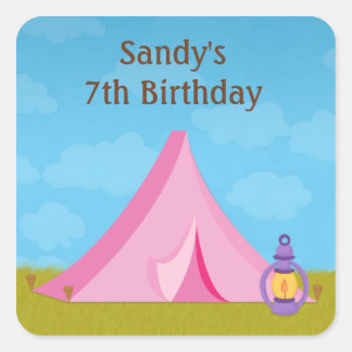 Camping Birthday Party Sticker