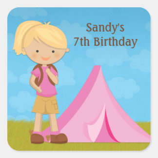 Camping Birthday Party Sticker