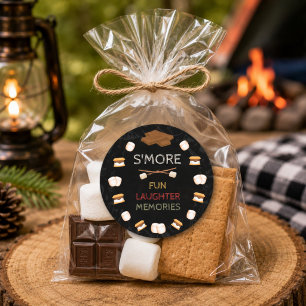 Camping Birthday S'mores Round Favour Stickers