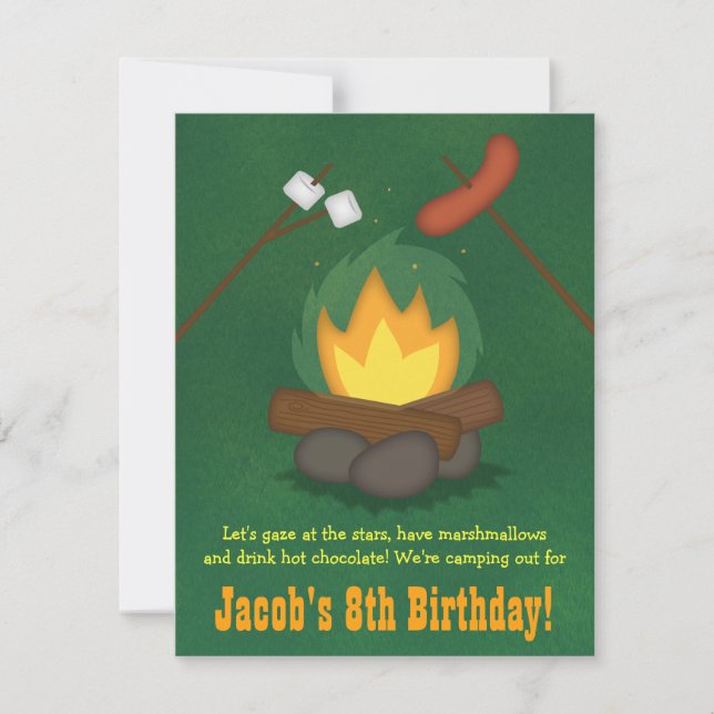 Camping Bonfire Birthday Party Invitations (Front)