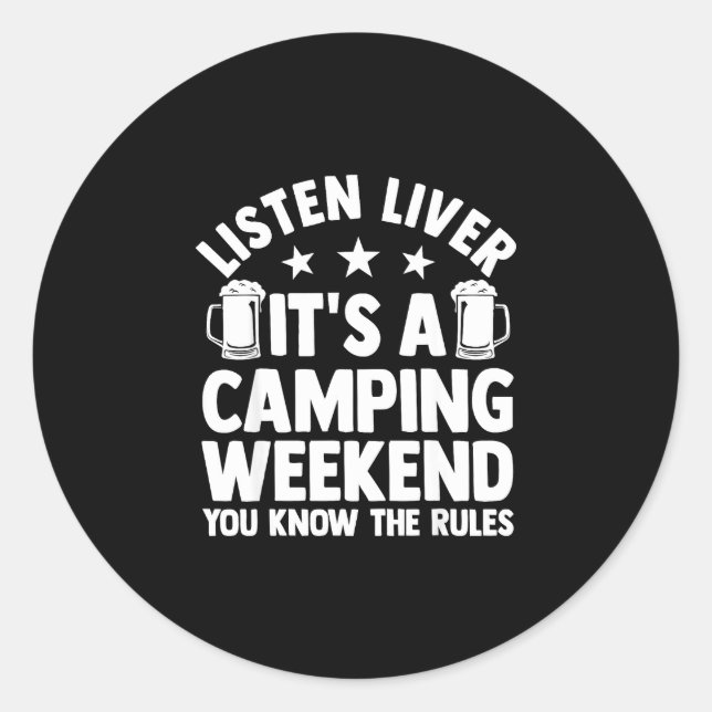 Camping bonfire camp life forest camper  classic round sticker (Front)