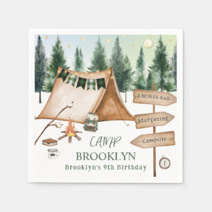 Camping Bonfire Campfire S'mores Birthday Outdoor  Napkin