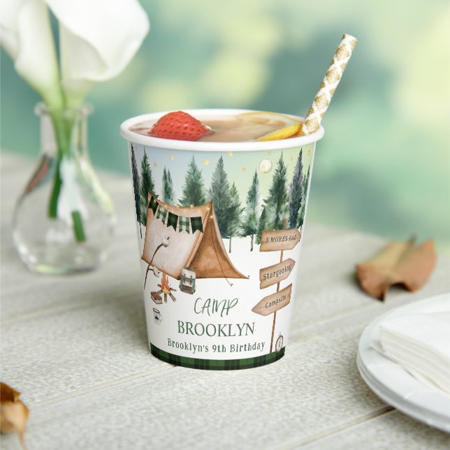Camping Bonfire Campfire S'mores Birthday Outdoor  Paper Cups (Insitu)