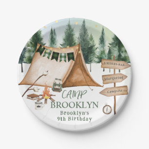 Camping Bonfire Campfire S'mores Birthday Outdoor  Paper Plate