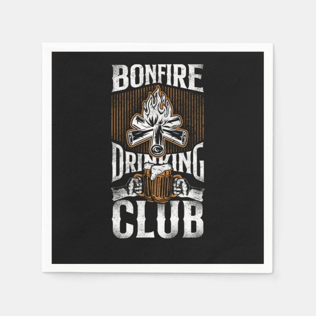 Camping Bonfire Drinking Club Campfire Drunk Alcoh Napkin (Front)