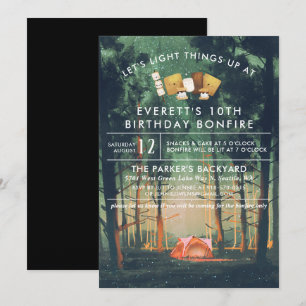 Camping Bonfire S'mores Birthday Party Invitation