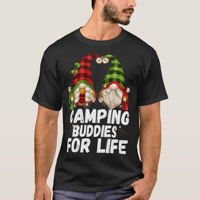 Camping Buddies For Life - Funny Gnome Stuff - Cam T-Shirt (Front)