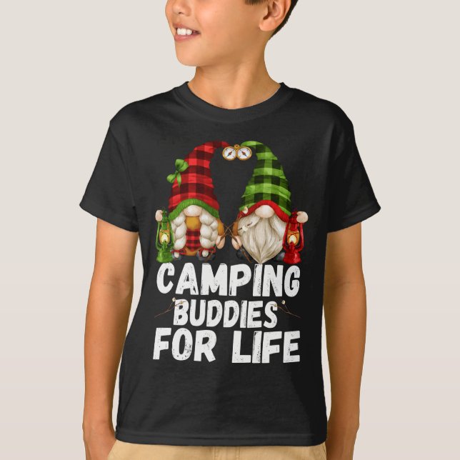 Camping Buddies For Life - Funny Gnome Stuff - Cam T-Shirt (Front)