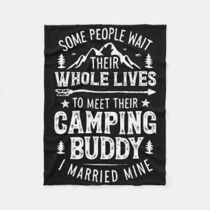Camping Buddy Married Mine T Shirt Men Husband Wif Fleece Blanket