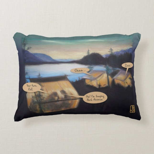 Camping by the Lake "Conversations" Decorative Cushion (Front)