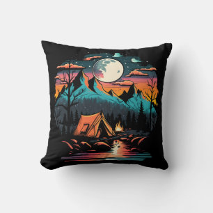 Camping By The River Cushion