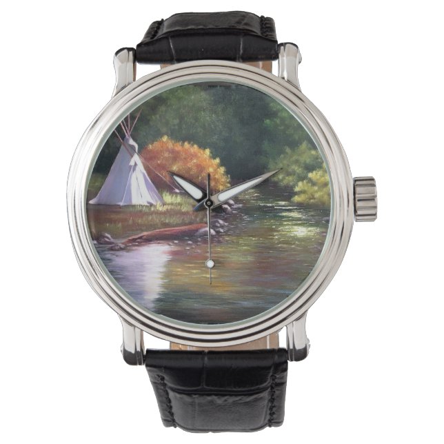 Camping by the River Wrist Watch (Front)