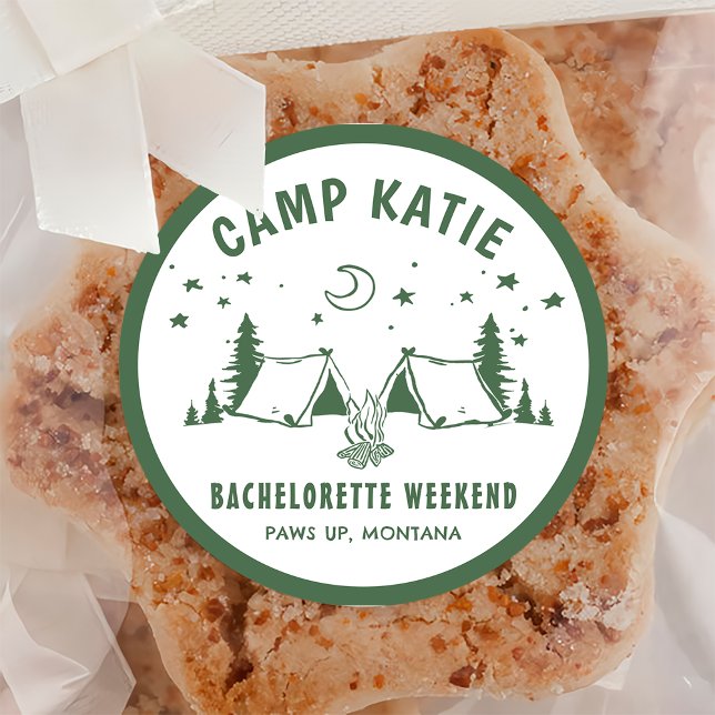 Camping Camp Bachelorette Party Classic Round Sticker (Creator Uploaded)