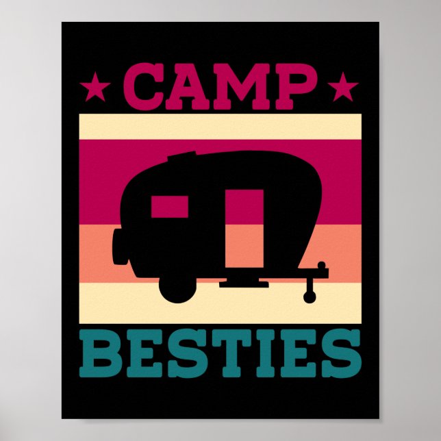 Camping Camp Besties Rv Trailer Retro Vintage Poster (Front)