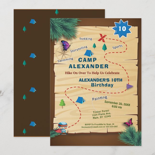Camping Camp Out Tent Birthday Party Invitation (Front/Back)