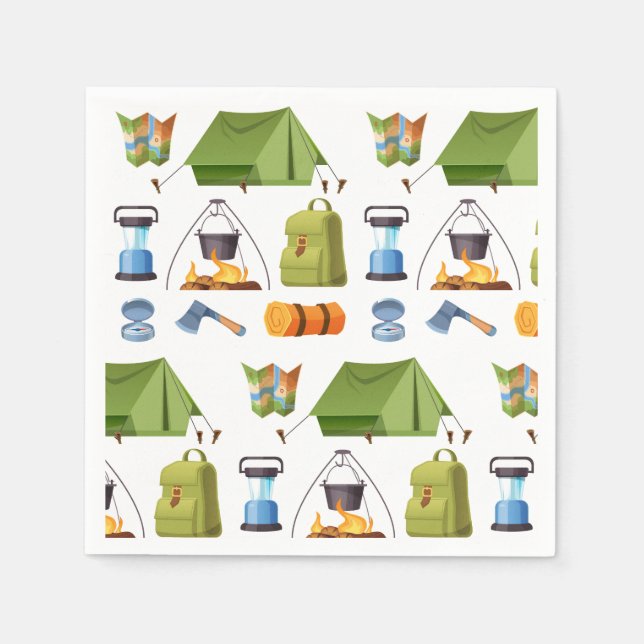 Camping Camp Tent Birthday Party Napkin (Front)