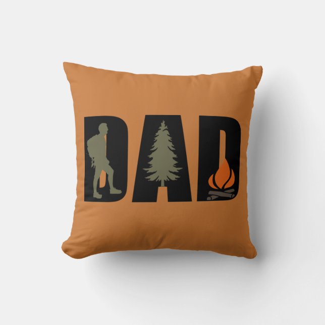 Camping camper and hiking hiker dad cushion (Front)