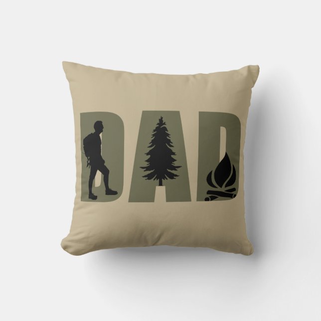 Camping camper and hiking hiker dad cushion (Front)