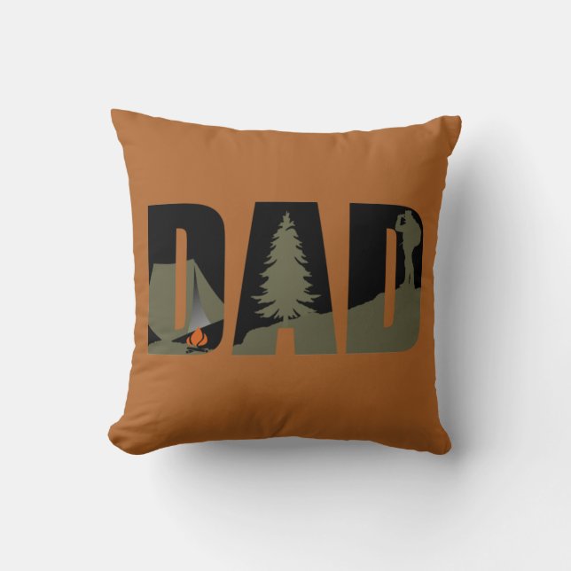 Camping camper and hiking hiker dad cushion (Front)