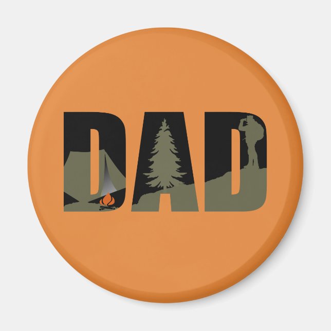Camping camper and hiking hiker dad magnet (Front)