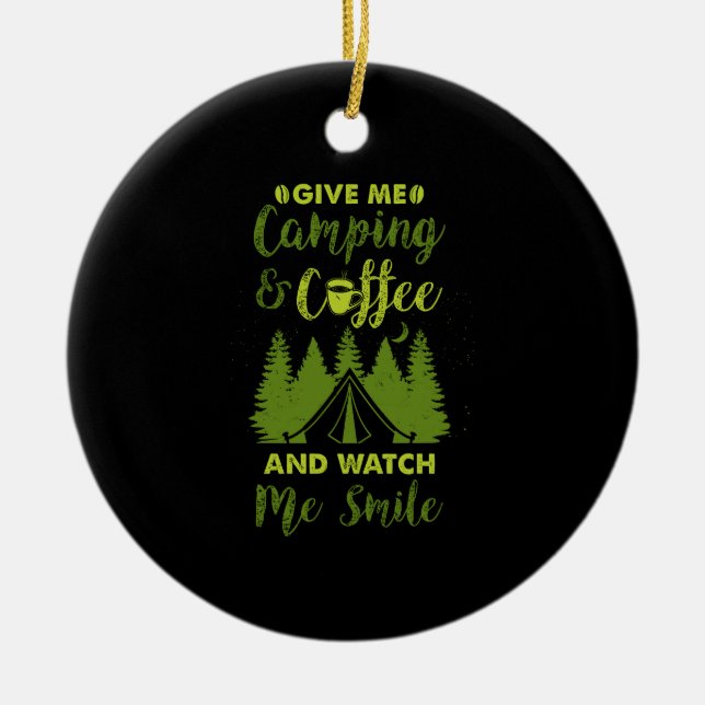 Camping Camper Coffee Gift Ceramic Tree Decoration (Front)