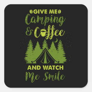 Camping Camper Coffee Gift Square Sticker