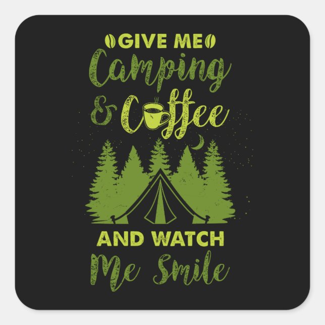 Camping Camper Coffee Gift Square Sticker (Front)