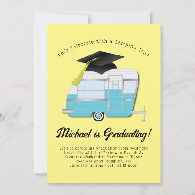 Camping Camper Graduation Party Invitation (Front)