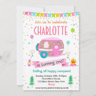 Camping Camper Outdoors Birthday invitation