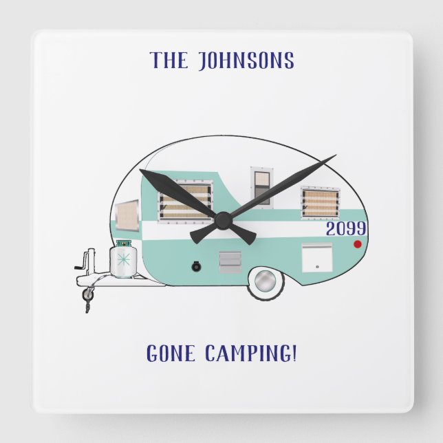 Camping Campers RV Trailer Acrylic Wall Clock (Front)