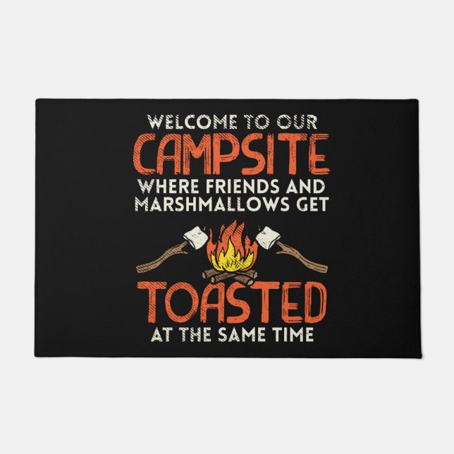 Camping Campfire and Marshmallows Doormat (Front)