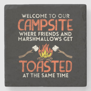 Camping Campfire and Marshmallows Stone Coaster