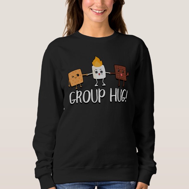 Camping Campfire Chocolate Marshmallows A Group Hu Sweatshirt (Front)