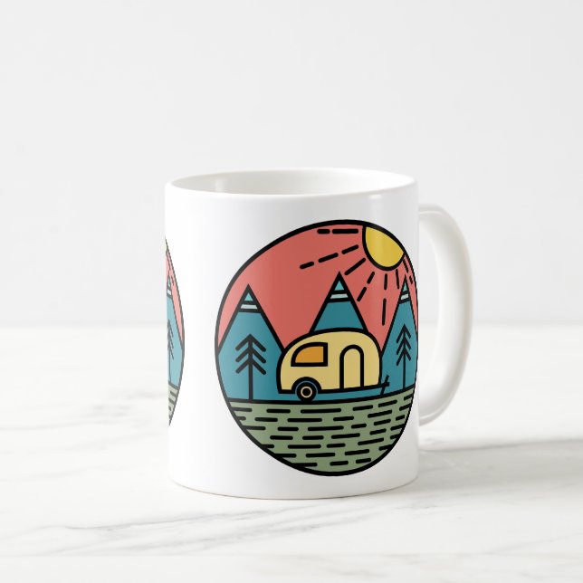 camping campfire mountains wanderlust, hiking  coffee mug (Front Right)