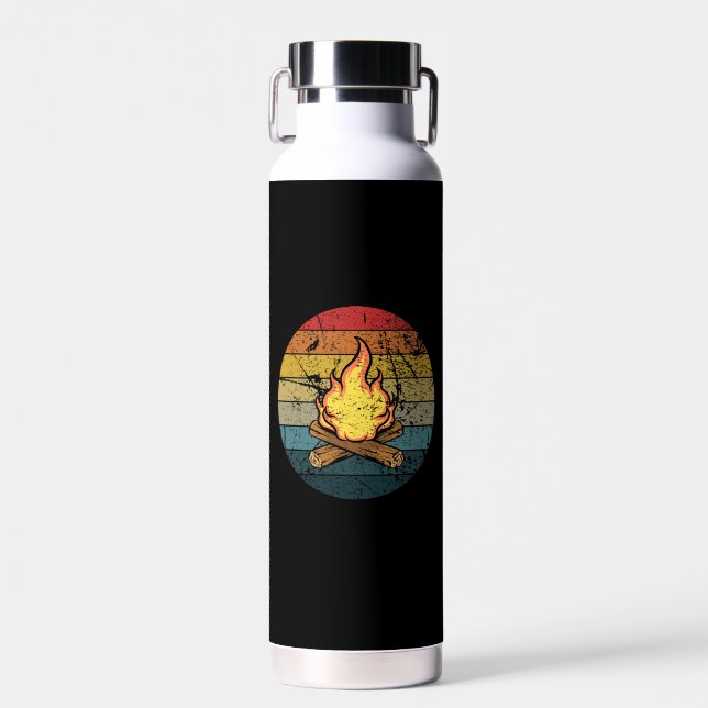 Camping Campfire Retro Water Bottle (Front)