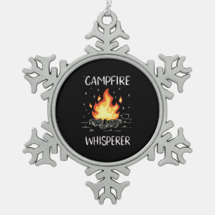 Camping Campfire Snowflake Pewter Christmas Ornament