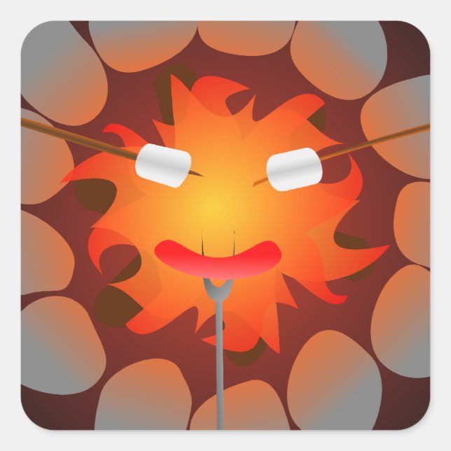 Camping Campfire Square Sticker (Front)