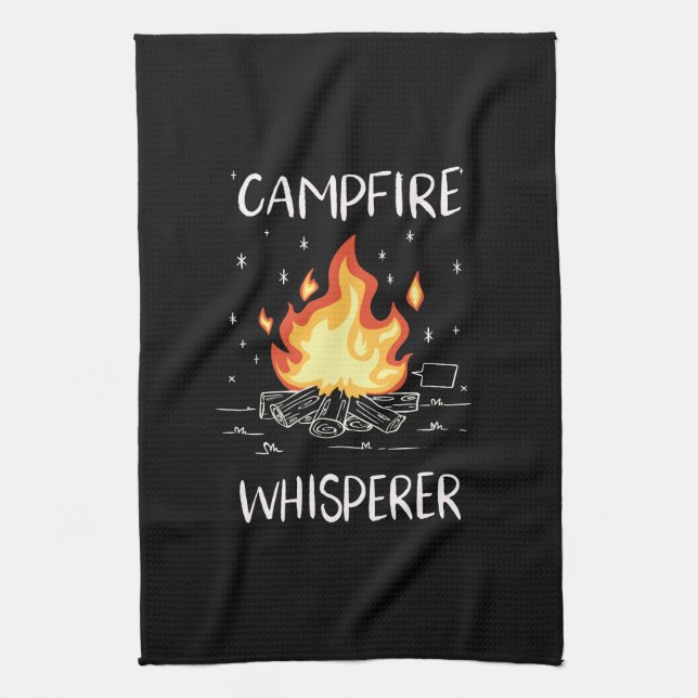 Camping Campfire Tea Towel (Vertical)