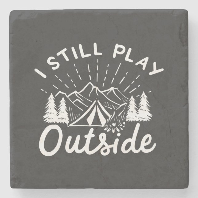 Camping Campfire Tent Stone Coaster (Front)
