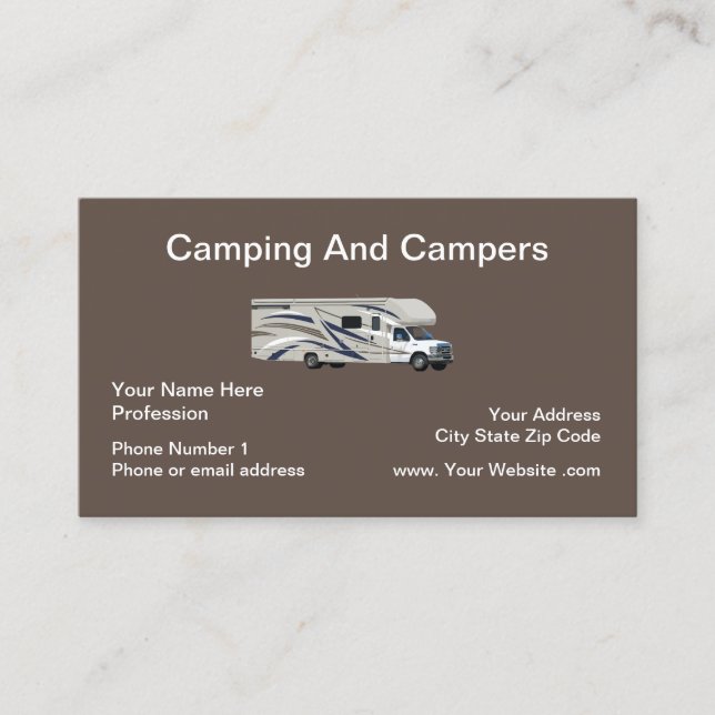 Camping Campgrounds Camper Theme Business Card (Front)