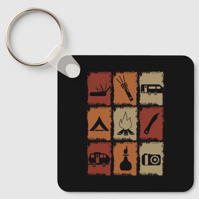 Camping - Camping Stuff Retro Key Ring (Front)