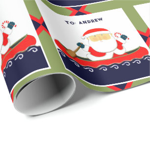 Camping Canoe Christmas Gift Wrapping Paper
