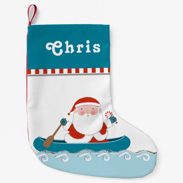 Camping Canoe Small Christmas Stocking (Front)