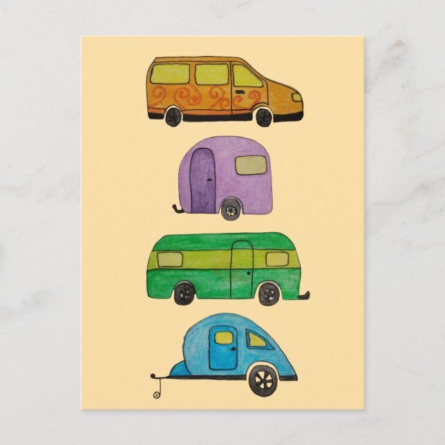 Camping caravans postcard (Front)