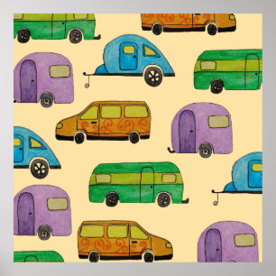 Camping caravans poster