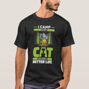Camping Cat Campground Campfire  Tenting Camp Tent T-Shirt