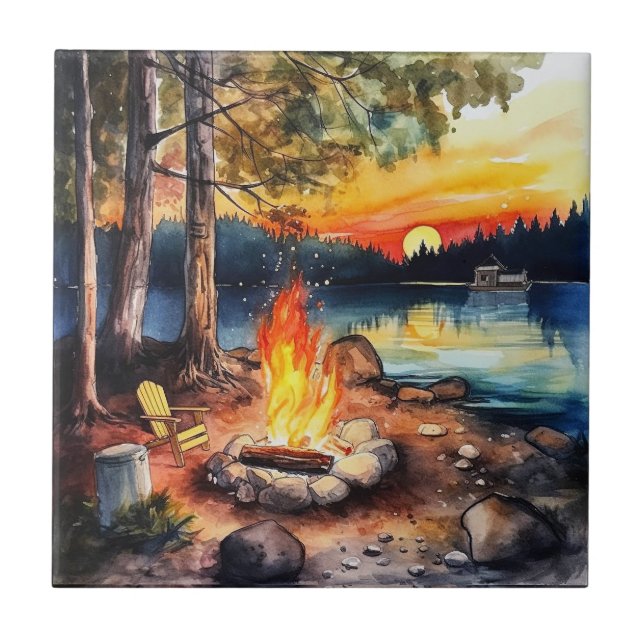 Camping Ceramic Tile (Front)